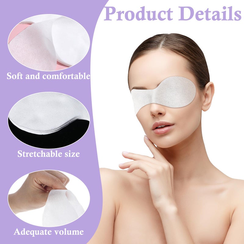 Quilax 100Pack Disposable Eye Mask, Disposable Eye Covers for Facials, White Cotton Pads for Facial Treatments, Travel and Relaxation - Image 3
